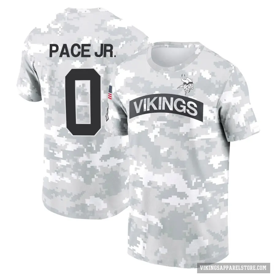 Men's ＃0 Ivan Pace Jr. Minnesota Vikings Camo Arctic 2024 Salute to Service Performance T-Shirt