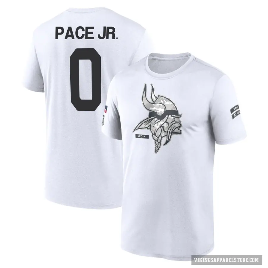 Men's ＃0 Ivan Pace Jr. Minnesota Vikings White 2024 Salute to Service Performance T-Shirt