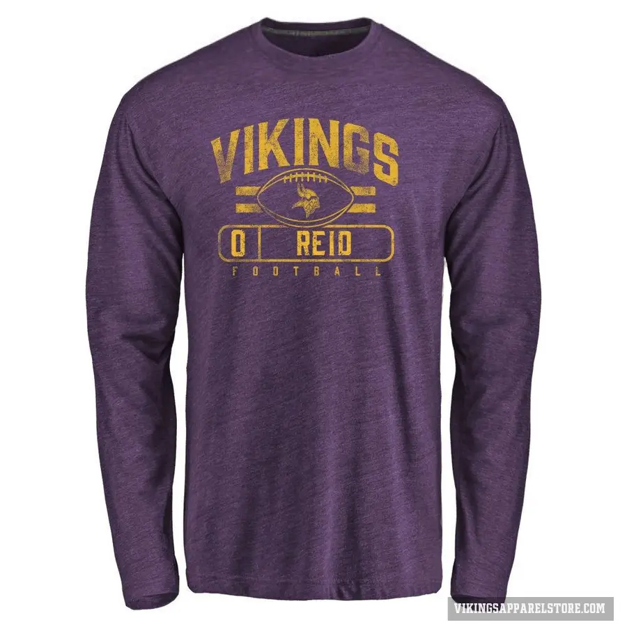 Men's ＃0 Trevor Reid Minnesota Vikings Purple Flanker Long Sleeve T-Shirt