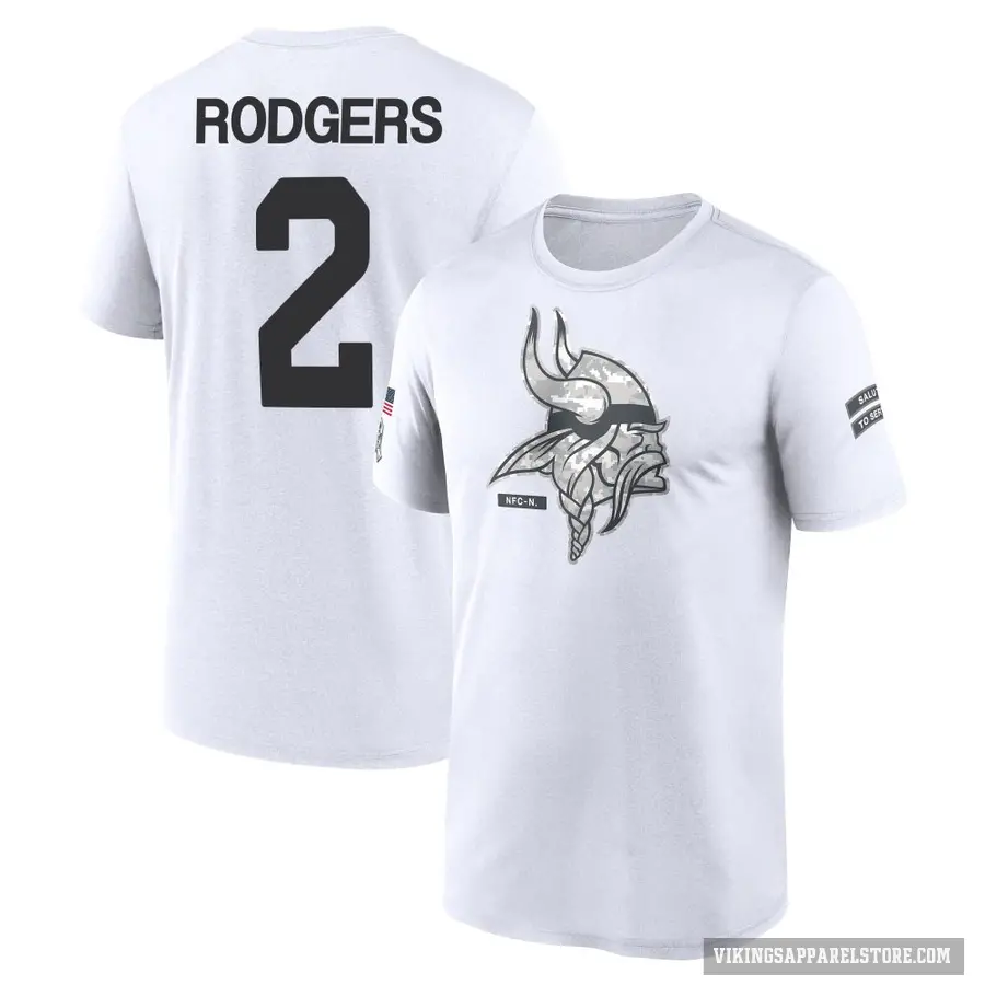 Men's ＃2 Isaiah Rodgers Minnesota Vikings White 2024 Salute to Service Performance T-Shirt