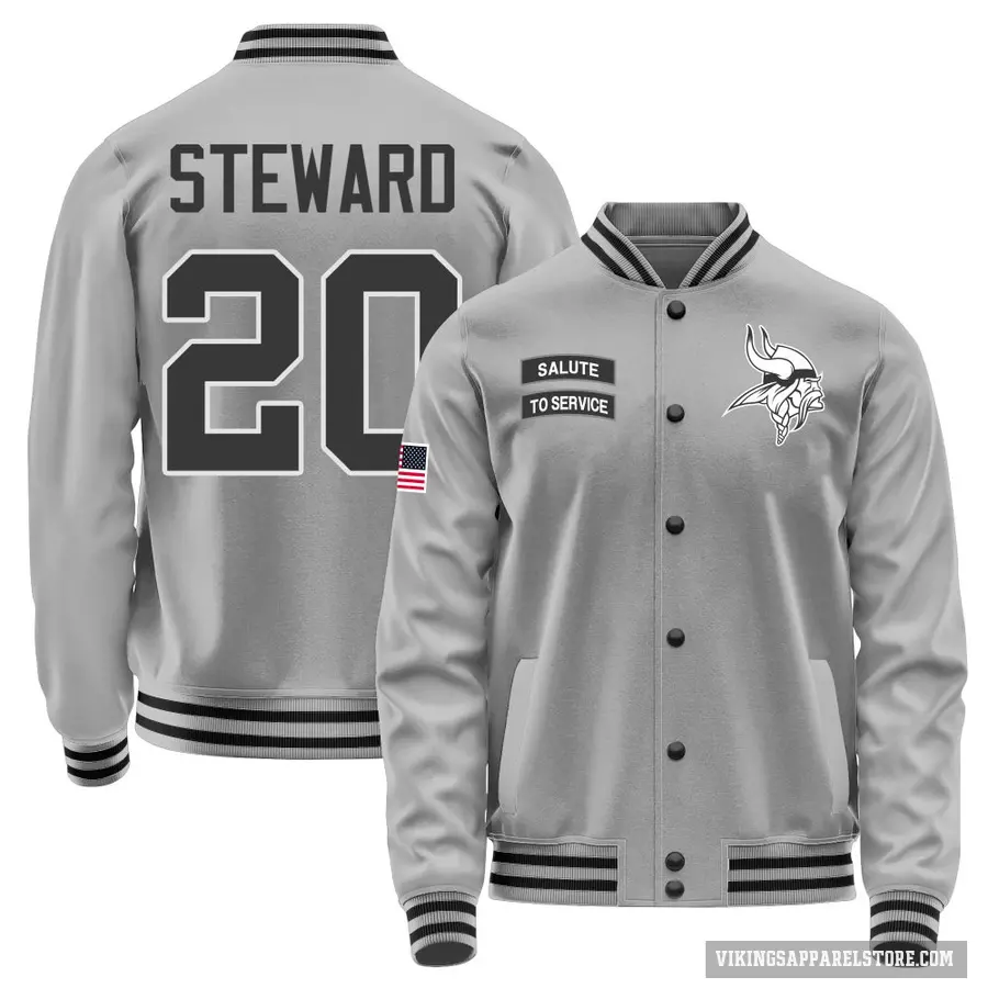 Men's ＃20 Reddy Steward Minnesota Vikings Gray Salute to Service Performance Jacket