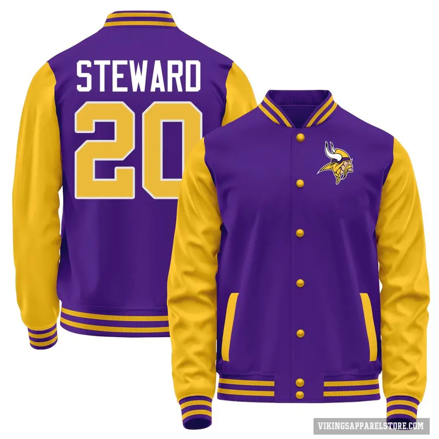 Men's ＃20 Reddy Steward Minnesota Vikings Purple/Yellow Full-Snap Name & Number Jacket
