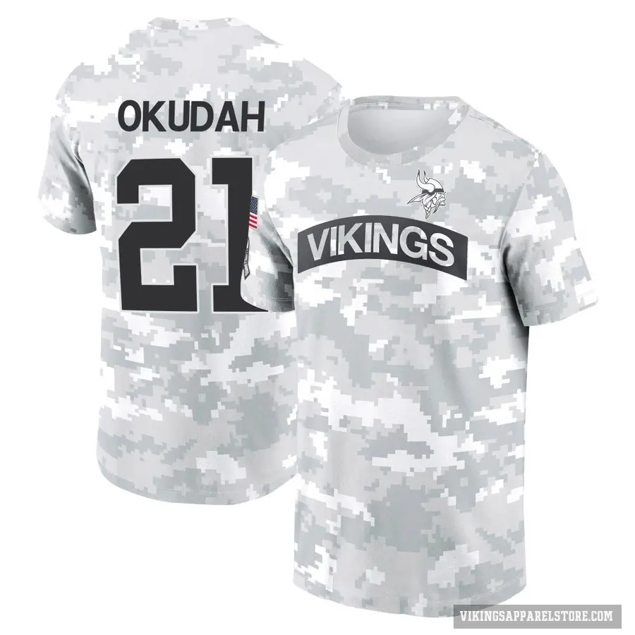Men's ＃21 Jeff Okudah Minnesota Vikings Camo Arctic 2024 Salute to Service Performance T-Shirt
