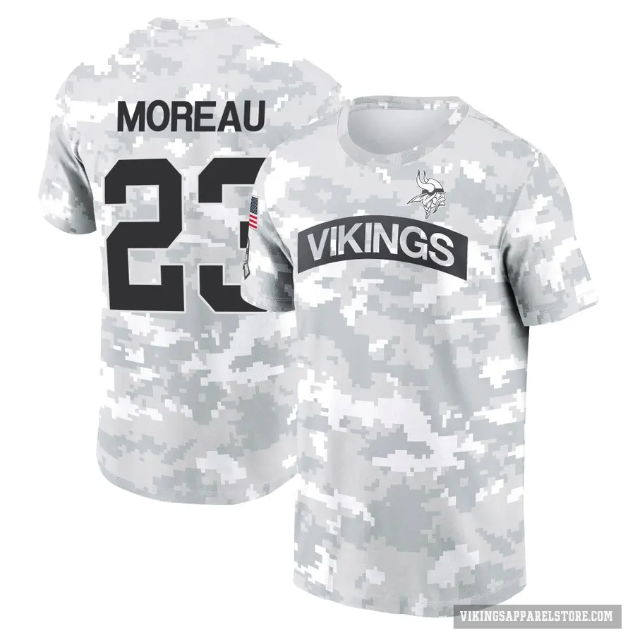 Men's ＃23 Fabian Moreau Minnesota Vikings Camo Arctic 2024 Salute to Service Performance T-Shirt