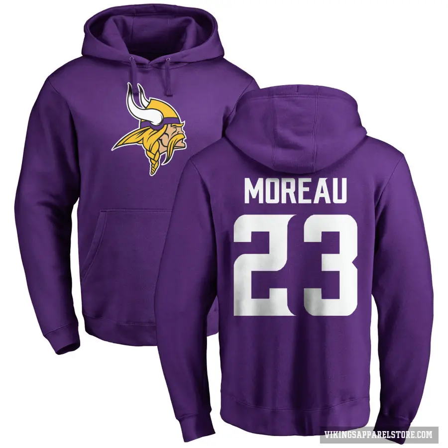 Men's ＃23 Fabian Moreau Minnesota Vikings Purple Pro Line Logo Pullover Hoodie