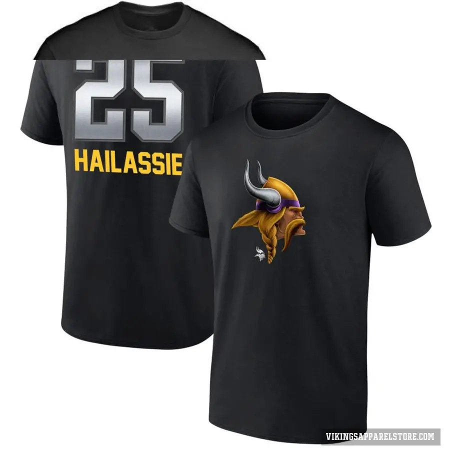 Men's ＃25 Kahlef Hailassie Minnesota Vikings Black Midnight Mascot T-Shirt