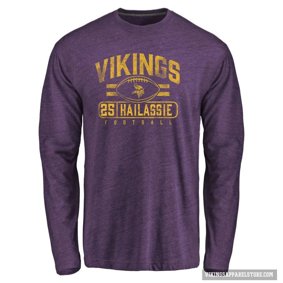 Men's ＃25 Kahlef Hailassie Minnesota Vikings Purple Flanker Long Sleeve T-Shirt