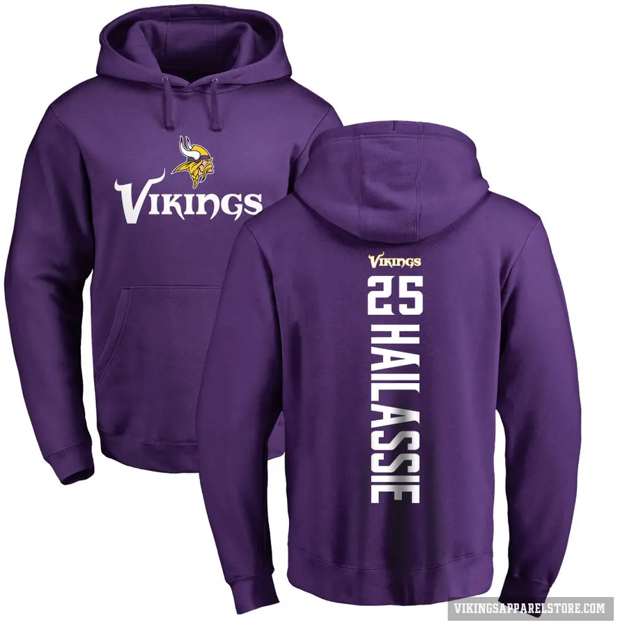 Men's ＃25 Kahlef Hailassie Minnesota Vikings Purple Pro Line Backer Pullover Hoodie