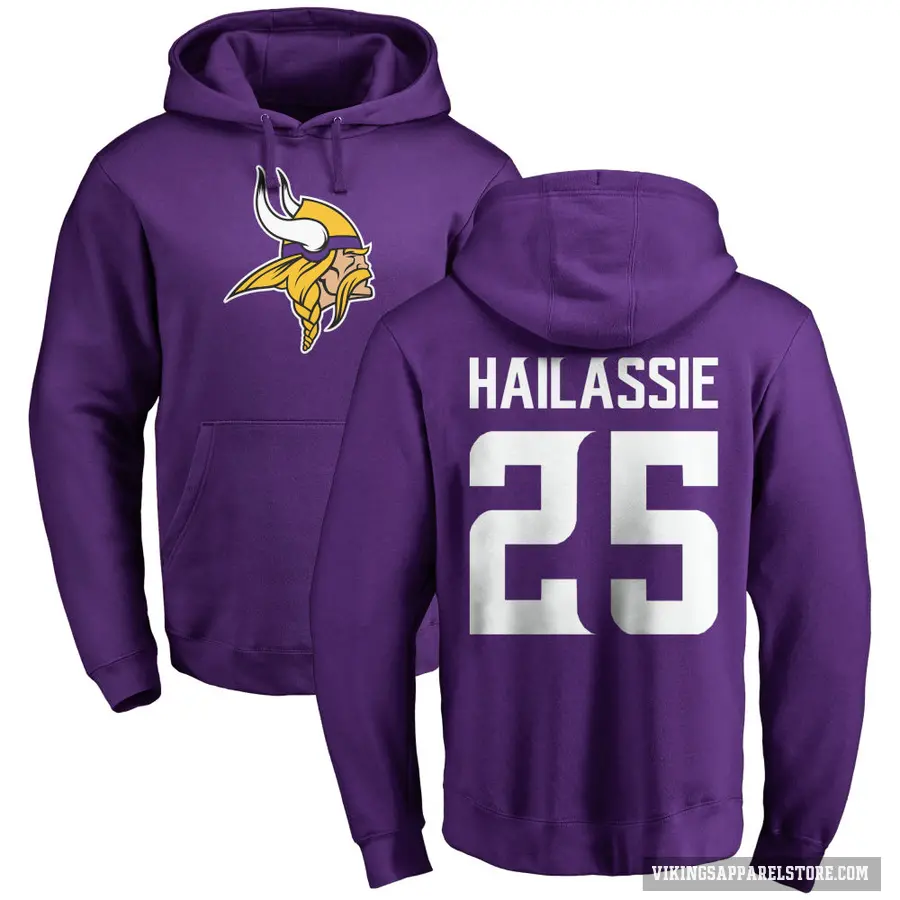 Men's ＃25 Kahlef Hailassie Minnesota Vikings Purple Pro Line Logo Pullover Hoodie