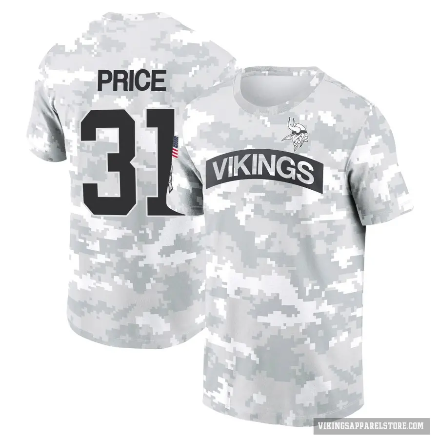 Men's ＃31 Myles Price Minnesota Vikings Camo Arctic 2024 Salute to Service Performance T-Shirt