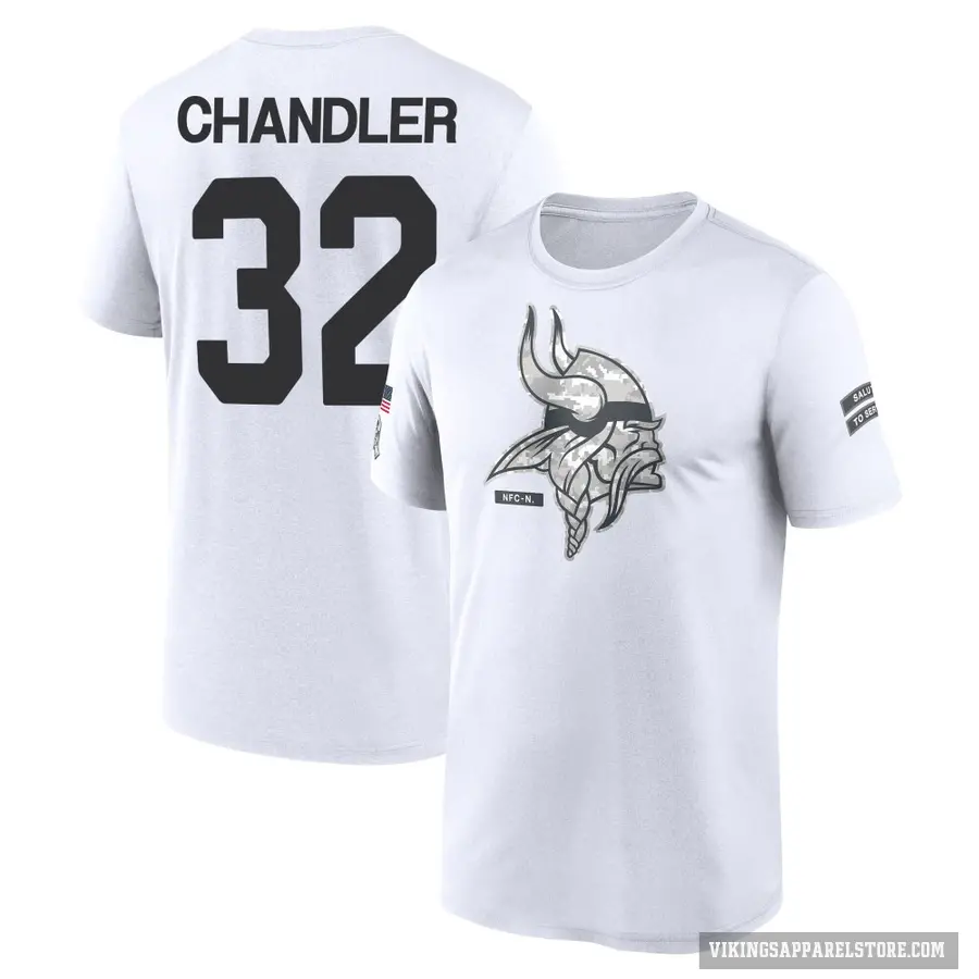 Men's ＃32 Ty Chandler Minnesota Vikings White 2024 Salute to Service Performance T-Shirt