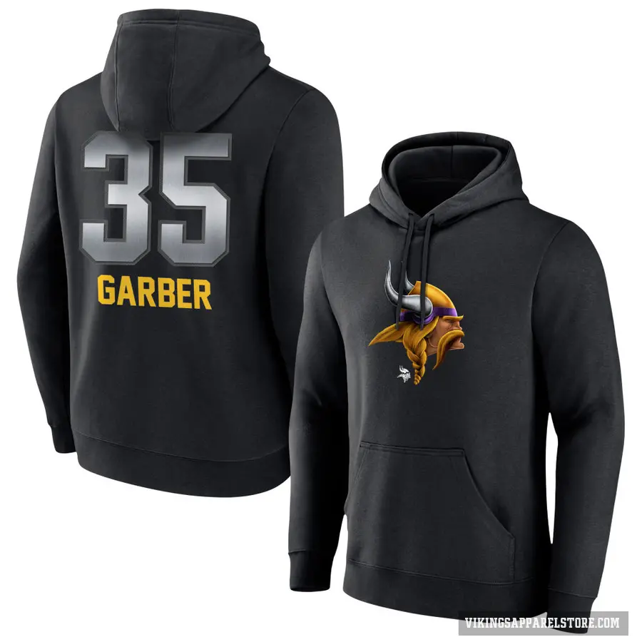 Men's ＃35 Keenan Garber Minnesota Vikings Black Midnight Mascot Pullover Hoodie
