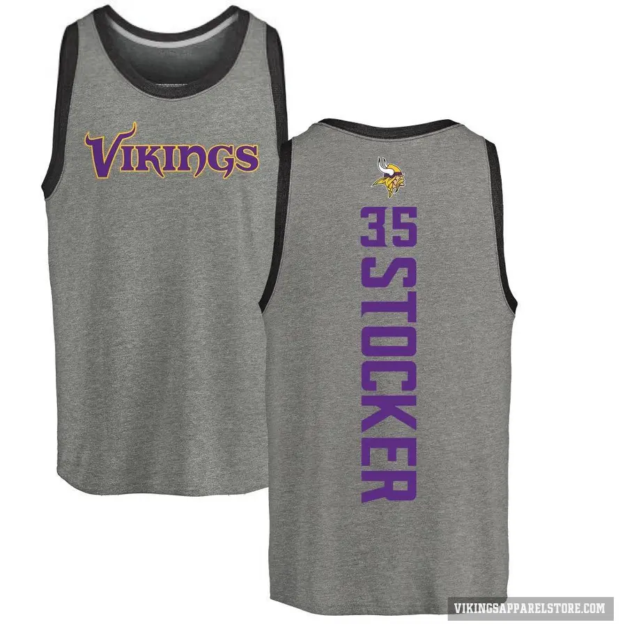 Men's ＃35 Luke Stocker Minnesota Vikings Ash Backer Tank Top