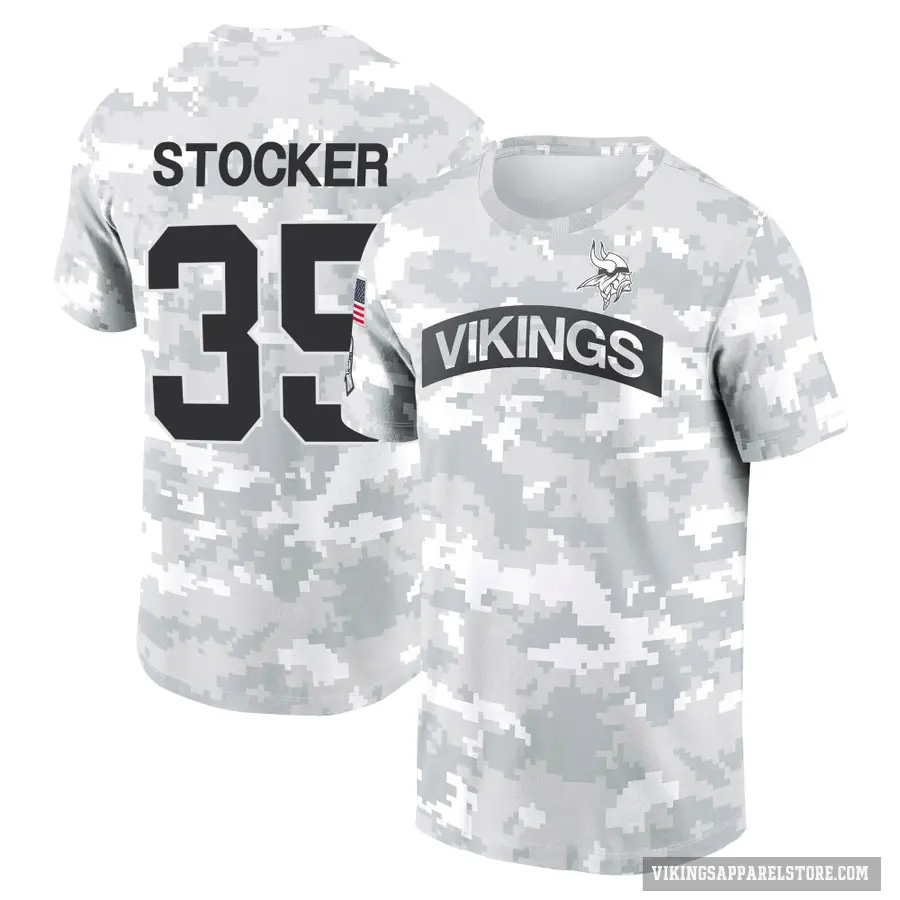 Men's ＃35 Luke Stocker Minnesota Vikings Camo Arctic 2024 Salute to Service Performance T-Shirt