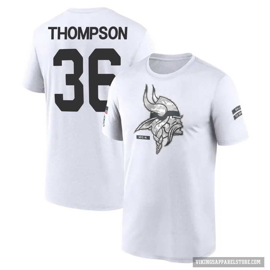 Men's ＃36 NaJee Thompson Minnesota Vikings White 2024 Salute to Service Performance T-Shirt