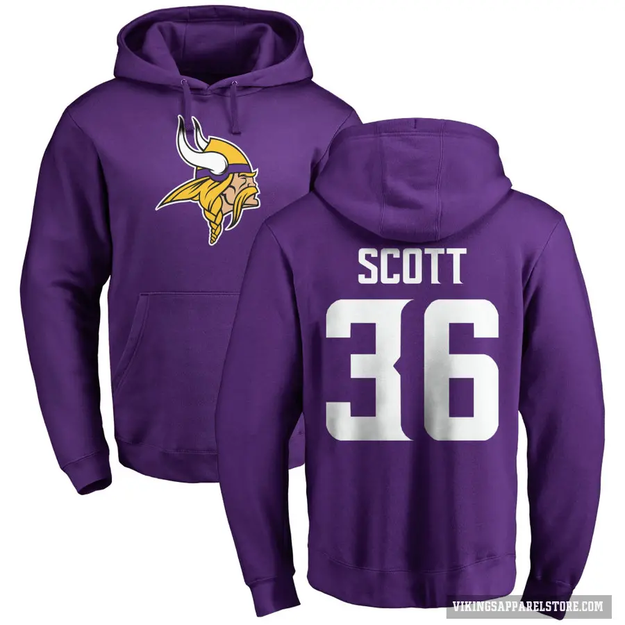 Men's ＃36 Zavier Scott Minnesota Vikings Purple Pro Line Logo Pullover Hoodie