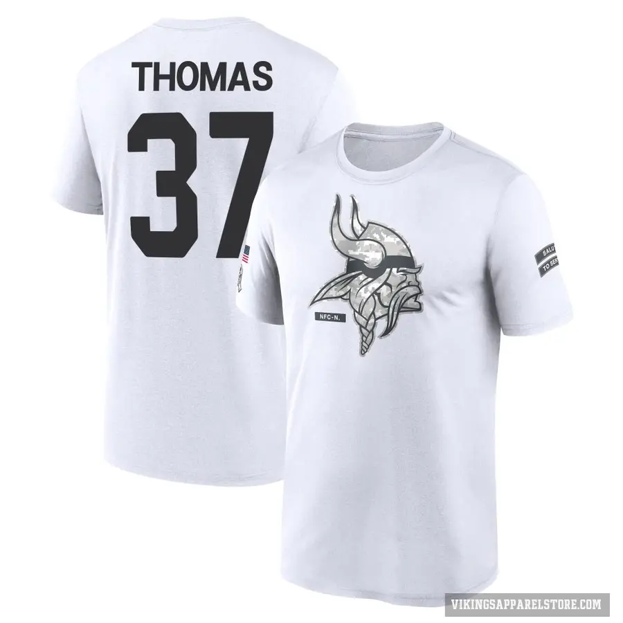 Men's ＃37 Tavierre Thomas Minnesota Vikings White 2024 Salute to Service Performance T-Shirt