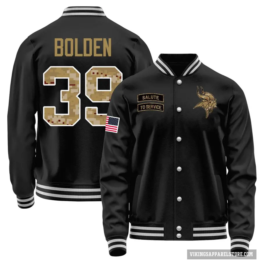 Men's ＃39 Bubba Bolden Minnesota Vikings Black Salute to Service Sideline Performance Jacket