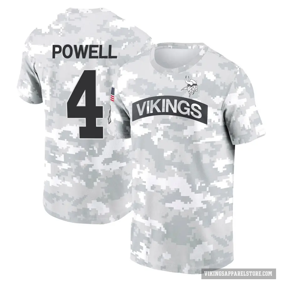 Men's ＃4 Brandon Powell Minnesota Vikings Camo Arctic 2024 Salute to Service Performance T-Shirt