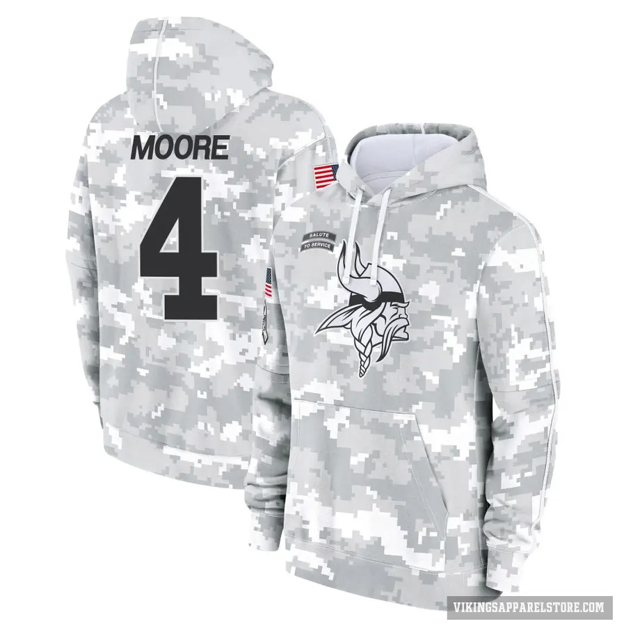 Men's ＃4 Rondale Moore Minnesota Vikings Arctic Camo 2024 Salute to Service Club Fleece Pullover Hoodie