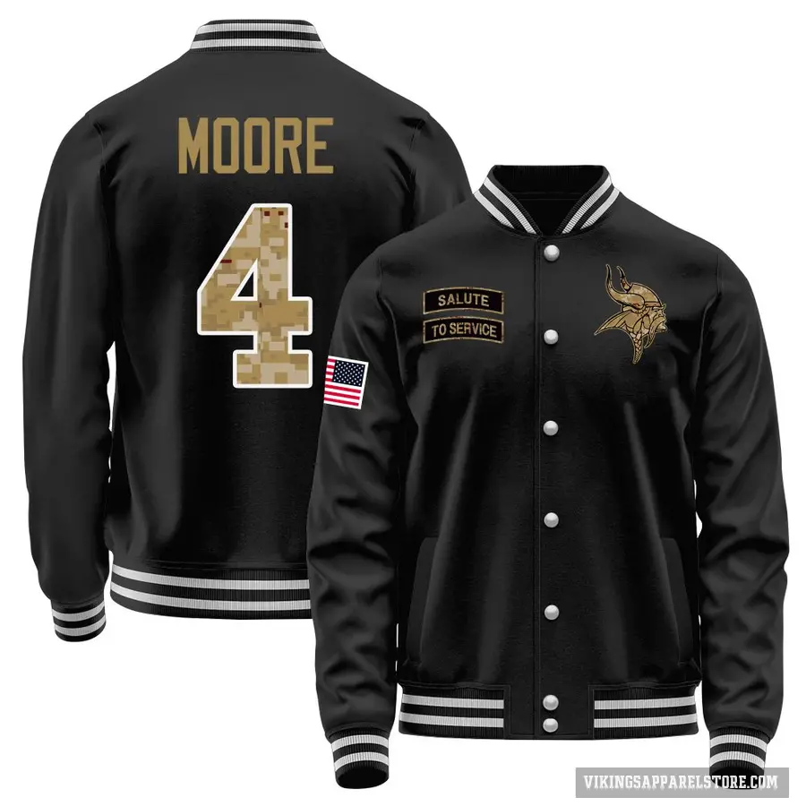 Men's ＃4 Rondale Moore Minnesota Vikings Black Salute to Service Sideline Performance Jacket