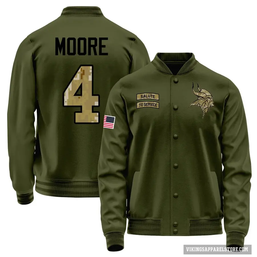 Men's ＃4 Rondale Moore Minnesota Vikings Olive Salute to Service Sideline Performance Jacket