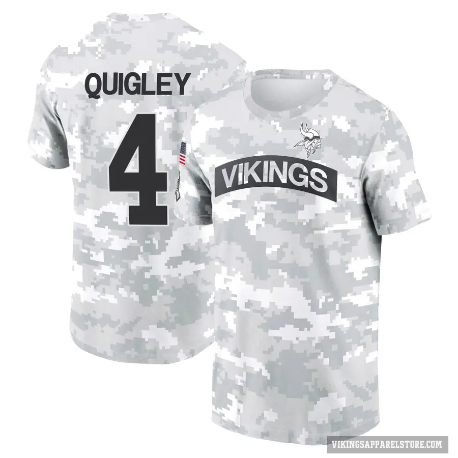 Men's ＃4 Ryan Quigley Minnesota Vikings Camo Arctic 2024 Salute to Service Performance T-Shirt