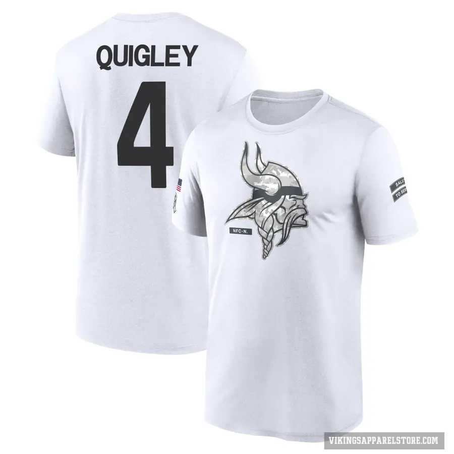 Men's ＃4 Ryan Quigley Minnesota Vikings White 2024 Salute to Service Performance T-Shirt
