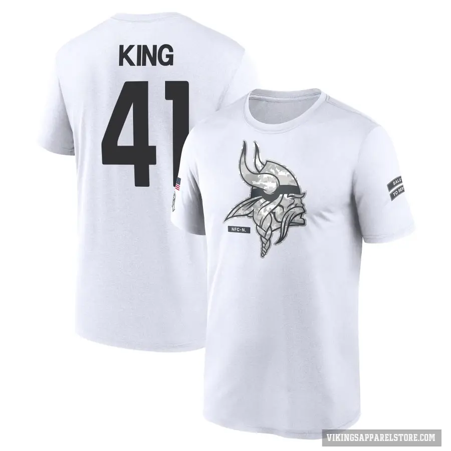 Men's ＃41 Kobe King Minnesota Vikings White 2024 Salute to Service Performance T-Shirt