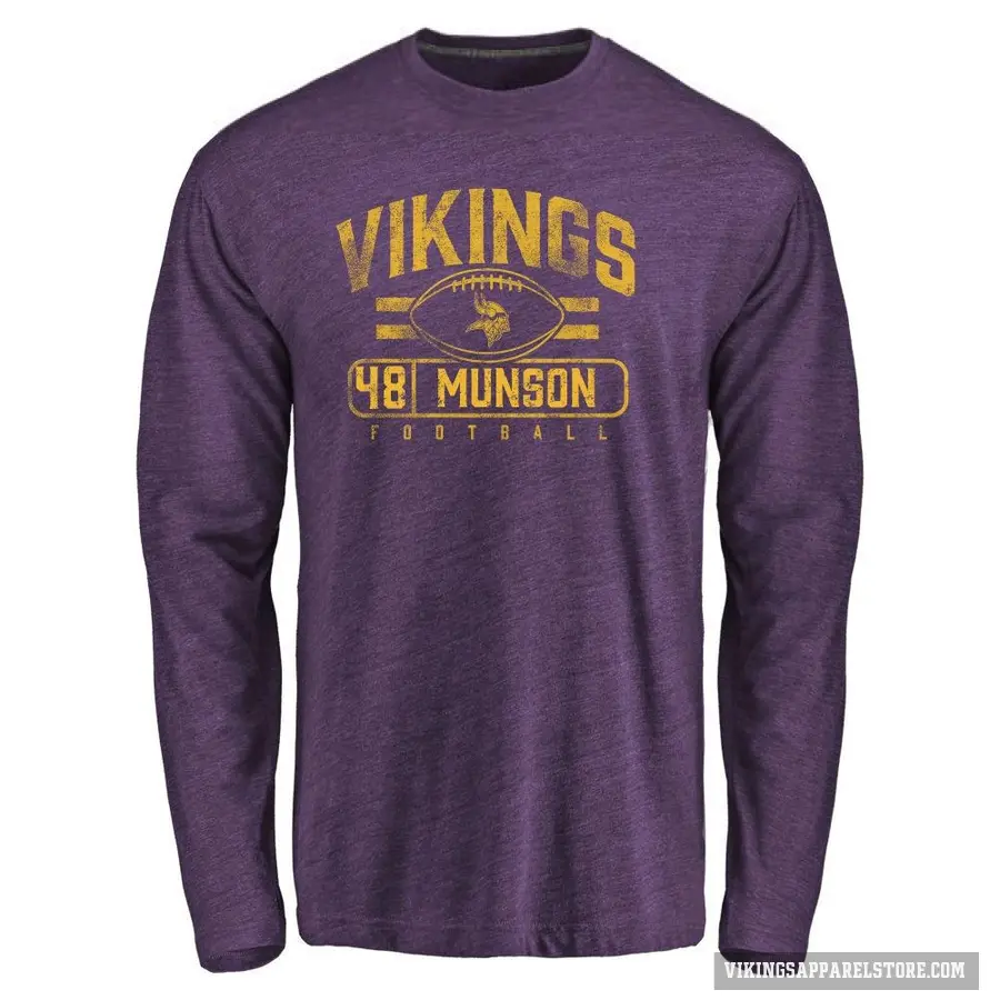 Men's ＃48 Calvin Munson Minnesota Vikings Purple Flanker Long Sleeve T-Shirt