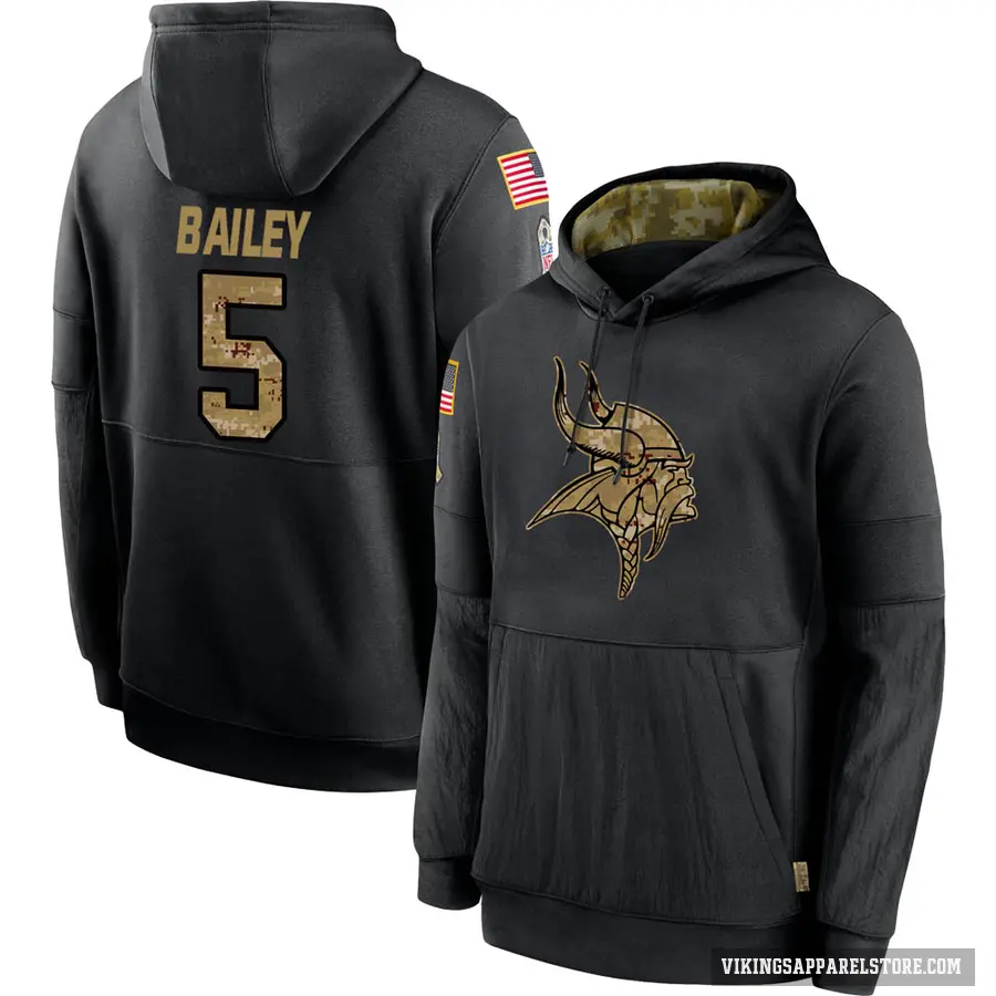 Men's ＃5 Dan Bailey Minnesota Vikings Black 2020 Salute to Service Sideline Performance Pullover Hoodie