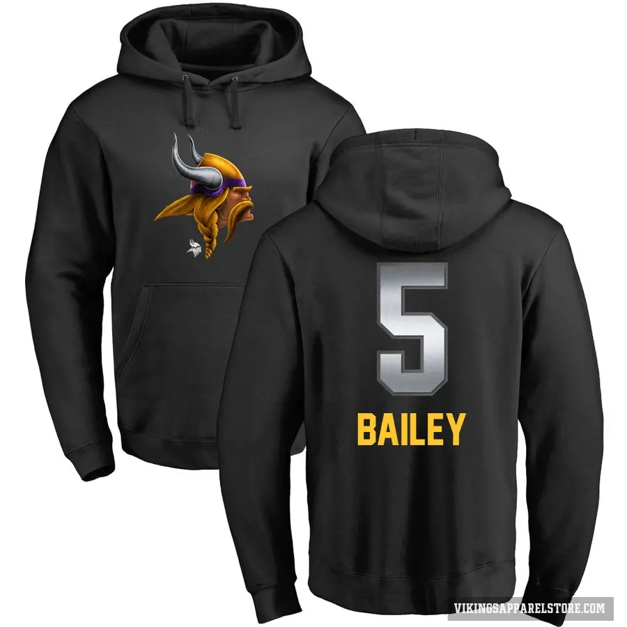 Men's ＃5 Dan Bailey Minnesota Vikings Black Midnight Mascot Pullover Hoodie