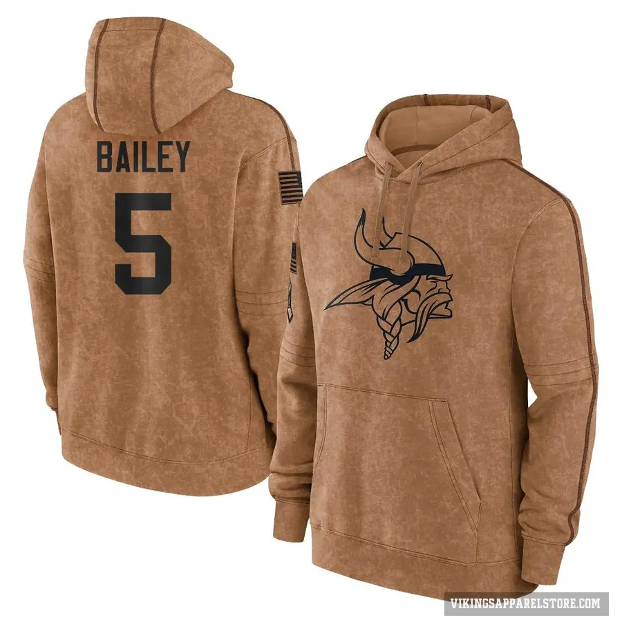 Men's ＃5 Dan Bailey Minnesota Vikings Brown 2023 Salute To Service Club Pullover Hoodie