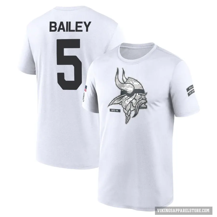 Men's ＃5 Dan Bailey Minnesota Vikings White 2024 Salute to Service Performance T-Shirt