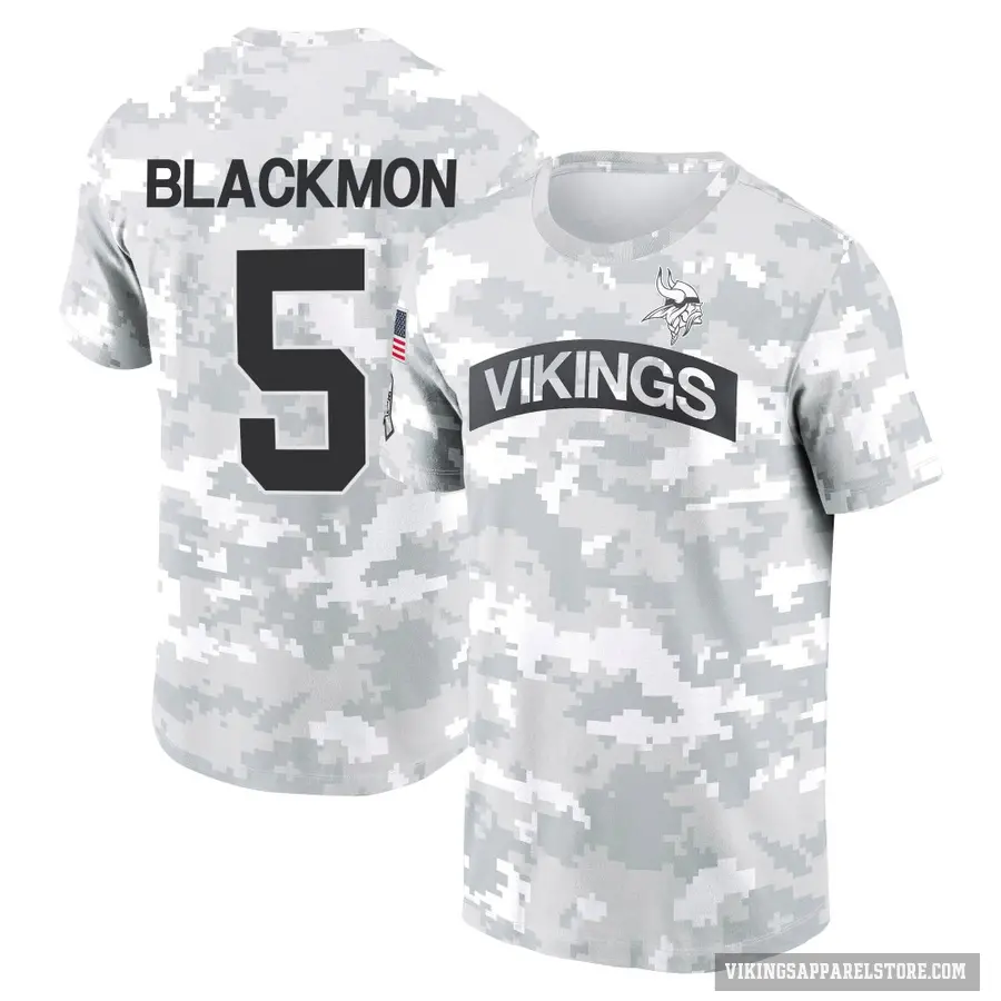 Men's ＃5 Mekhi Blackmon Minnesota Vikings Black Arctic Camo 2024 Salute to Service Performance T-Shirt