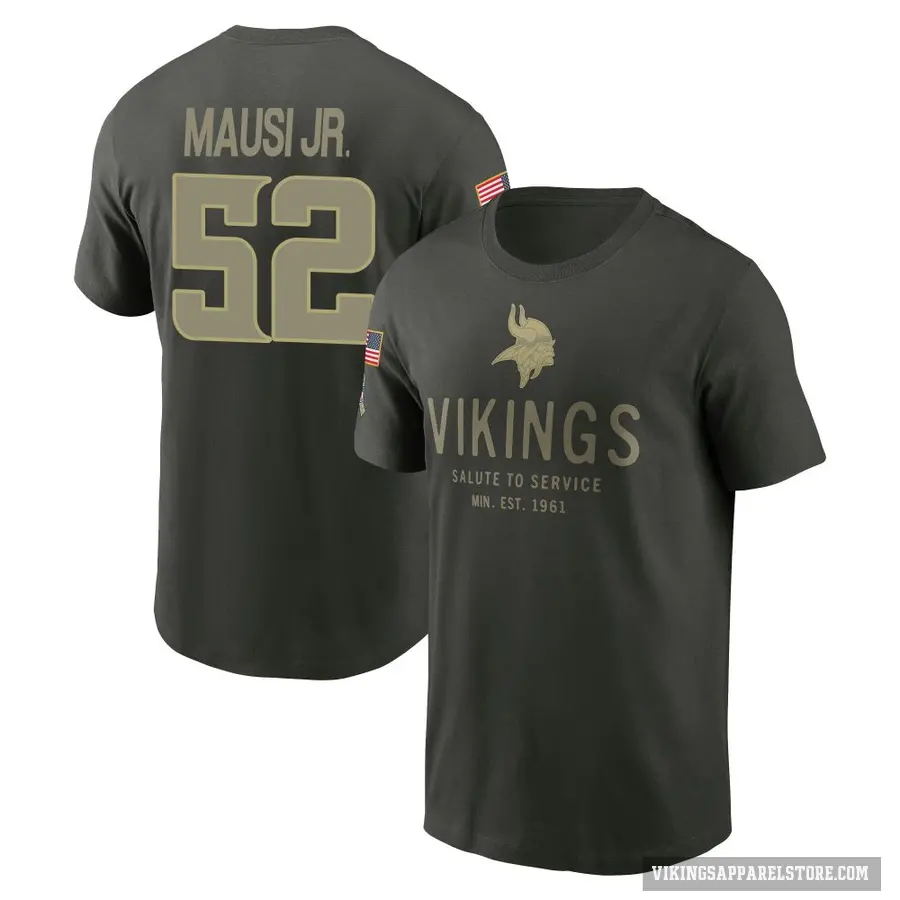 Men's ＃52 Dorian Mausi Jr. Minnesota Vikings Green Forest/ 2025 Salute to Service Sideline Primary Edge T-Shirt