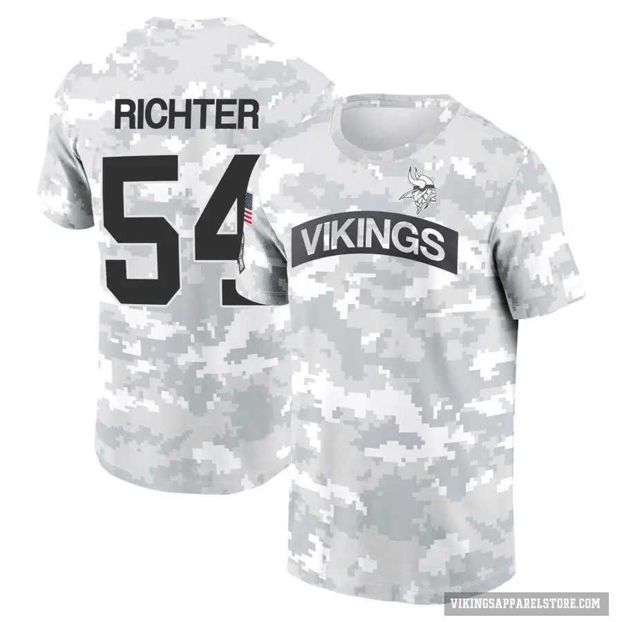 Men's ＃54 Bo Richter Minnesota Vikings Camo Arctic 2024 Salute to Service Performance T-Shirt