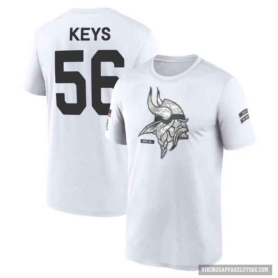 Men's ＃56 Austin Keys Minnesota Vikings White 2024 Salute to Service Performance T-Shirt
