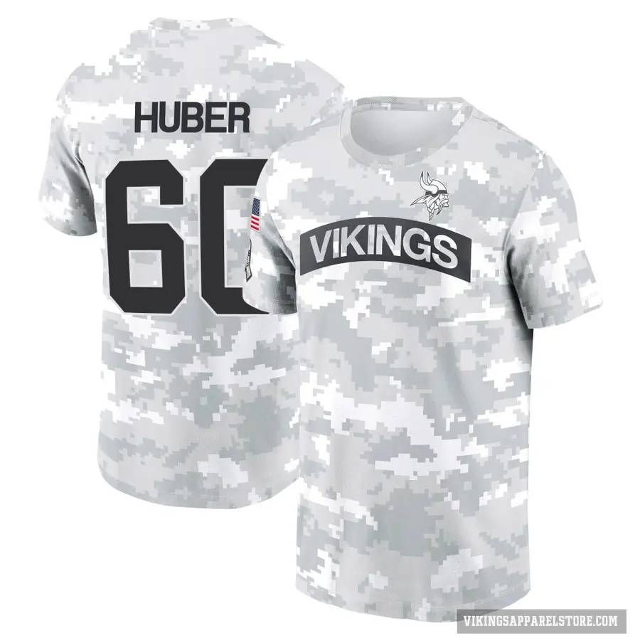 Men's ＃60 Joe Huber Minnesota Vikings Camo Arctic 2024 Salute to Service Performance T-Shirt