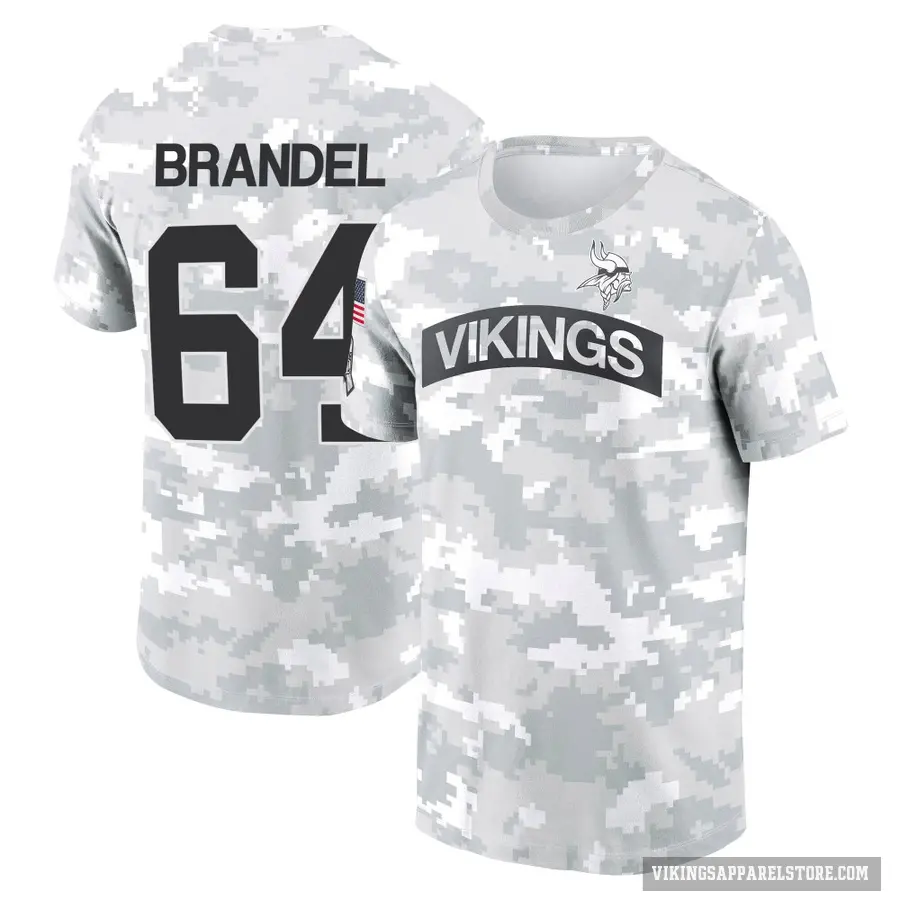 Men's ＃64 Blake Brandel Minnesota Vikings Camo Arctic 2024 Salute to Service Performance T-Shirt