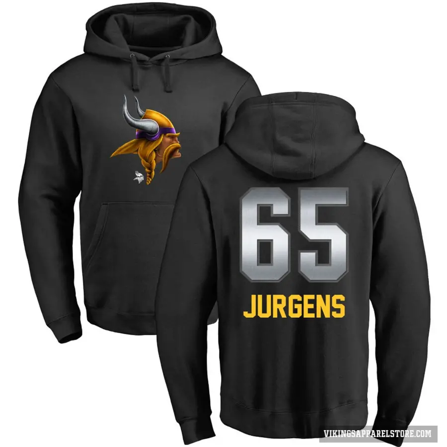 Men's ＃65 Michael Jurgens Minnesota Vikings Black Midnight Mascot Pullover Hoodie
