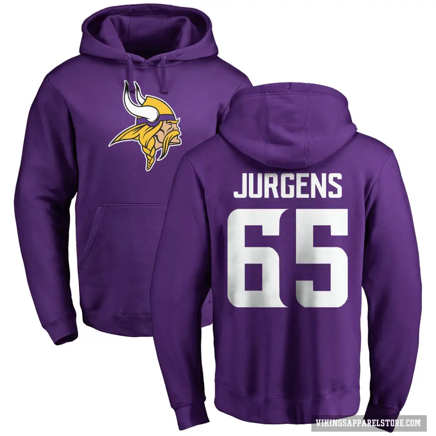 Men's ＃65 Michael Jurgens Minnesota Vikings Purple Pro Line Logo Pullover Hoodie