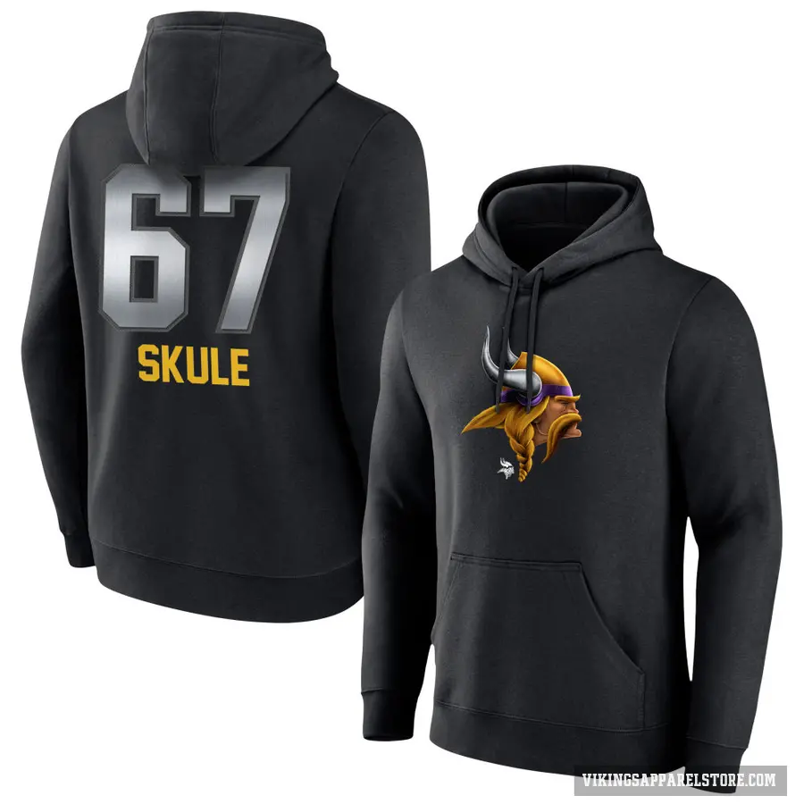 Men's ＃67 Justin Skule Minnesota Vikings Black Midnight Mascot Pullover Hoodie