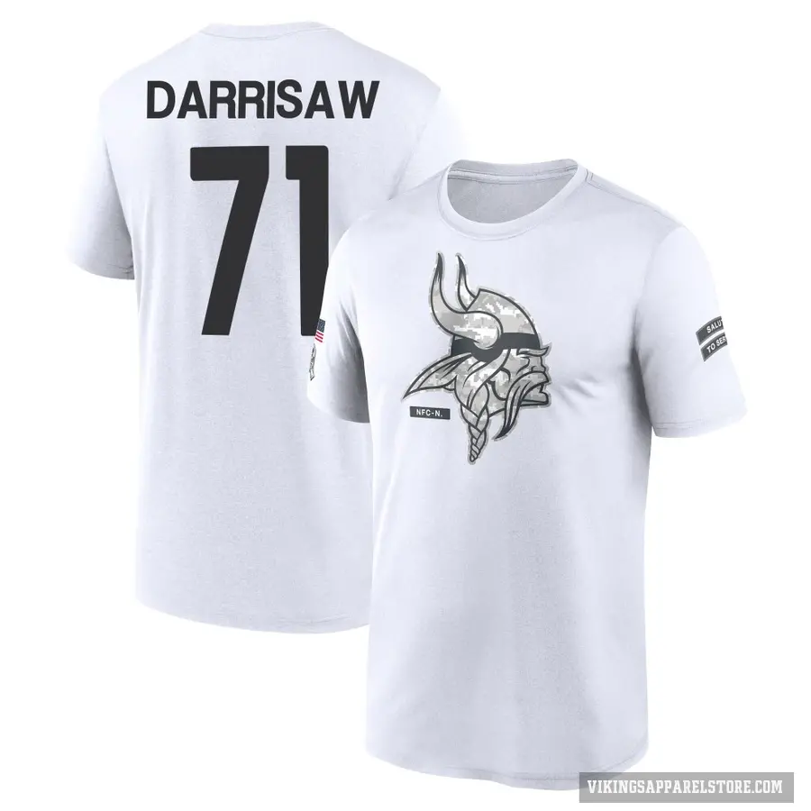Men's ＃71 Christian Darrisaw Minnesota Vikings White 2024 Salute to Service Performance T-Shirt