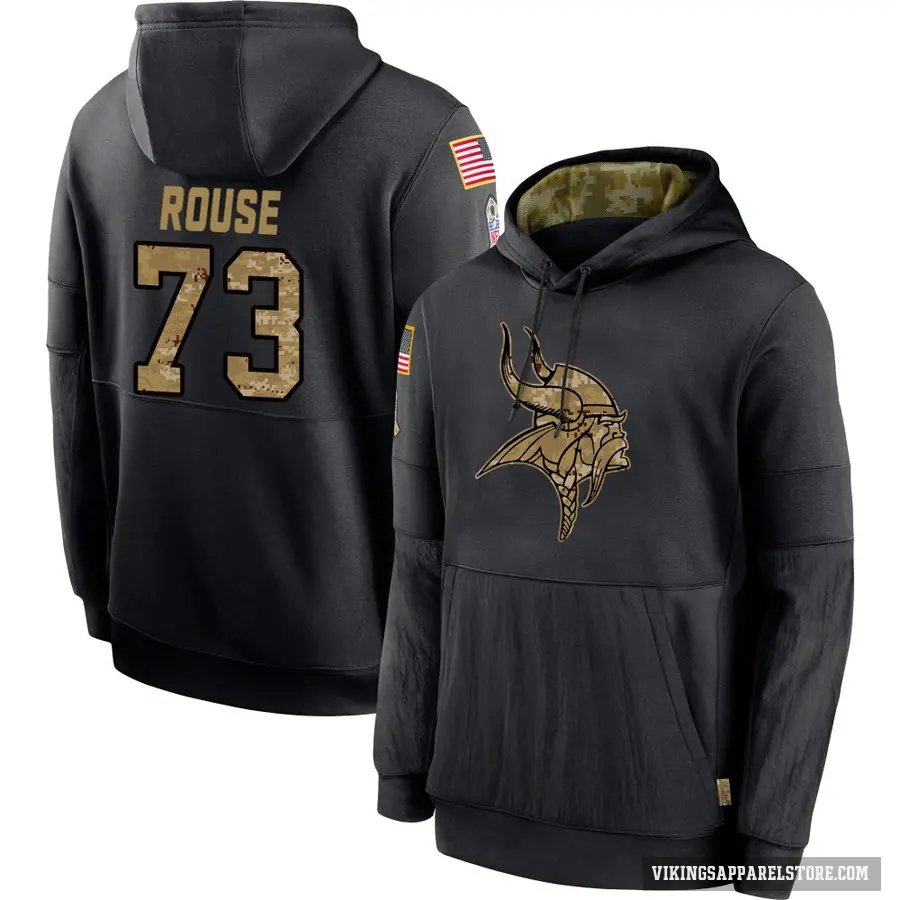 Men's ＃73 Walter Rouse Minnesota Vikings Black 2020 Salute to Service Sideline Performance Pullover Hoodie