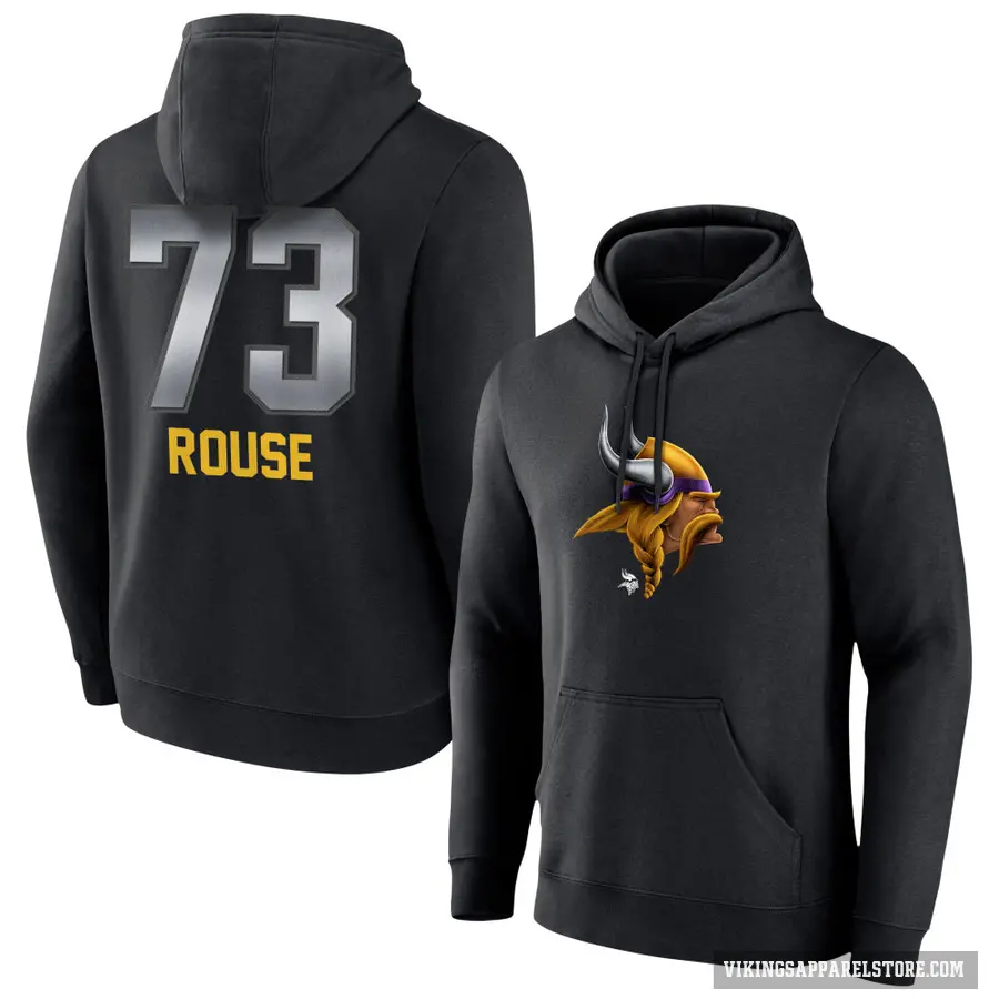 Men's ＃73 Walter Rouse Minnesota Vikings Black Midnight Mascot Pullover Hoodie