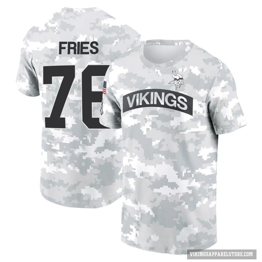 Men's ＃76 Will Fries Minnesota Vikings Camo Arctic 2024 Salute to Service Performance T-Shirt