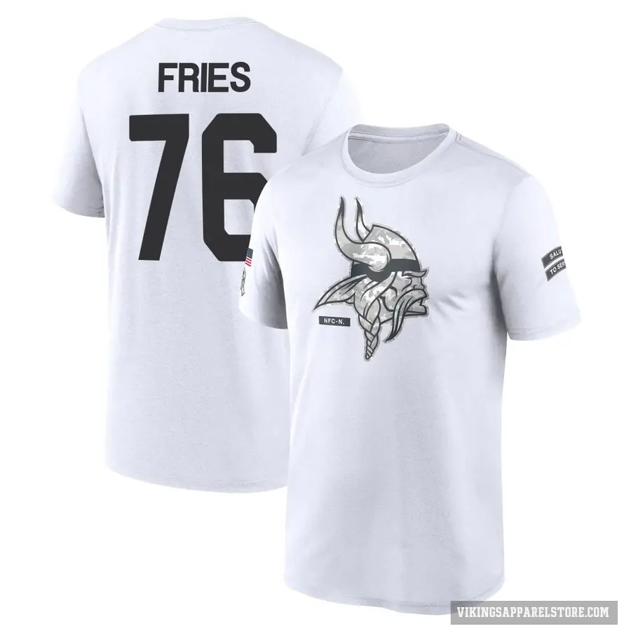 Men's ＃76 Will Fries Minnesota Vikings White 2024 Salute to Service Performance T-Shirt