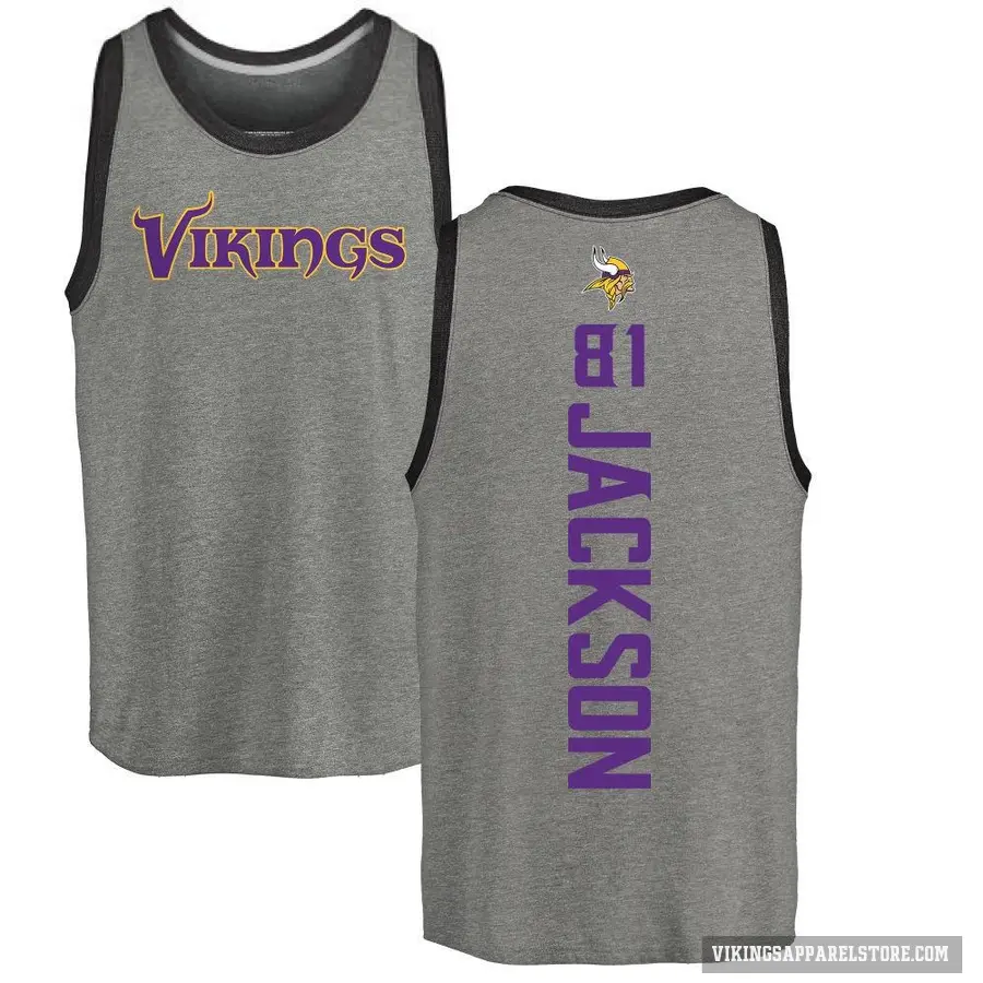 Men's ＃81 Lucky Jackson Minnesota Vikings Ash Backer Tank Top