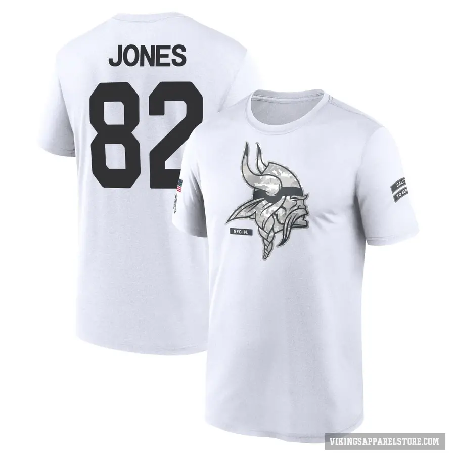 Men's ＃82 Jeshaun Jones Minnesota Vikings White 2024 Salute to Service Performance T-Shirt